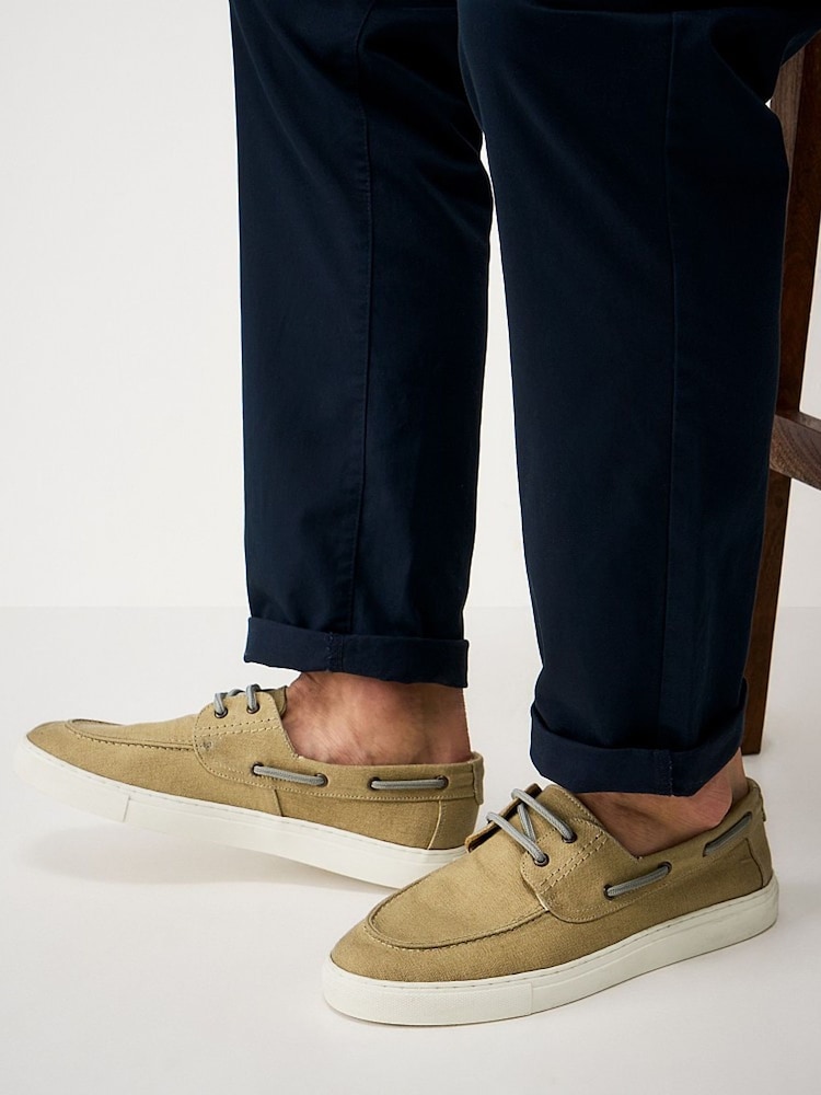 Crew Clothing Natural Washed Canvas Boat Shoes - Image 1 of 4 Crew Clothing Natural Washed Canvas Boat Shoes - Image 1 of 4