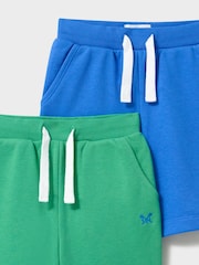 Crew Clothing Green and Blue Sweat Shorts 2-Pack - Image 3 of 3