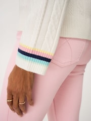 Crew Clothing White Relaxed Cable Cricket Jumper - Image 4 of 5