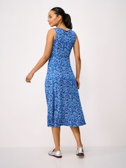 Crew Clothing Blue Flora Sleeveless Twist Front Jersey Dress - Image 2 of 5