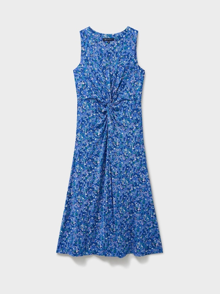 Crew Clothing Blue Flora Sleeveless Twist Front Jersey Dress - Image 5 of 5