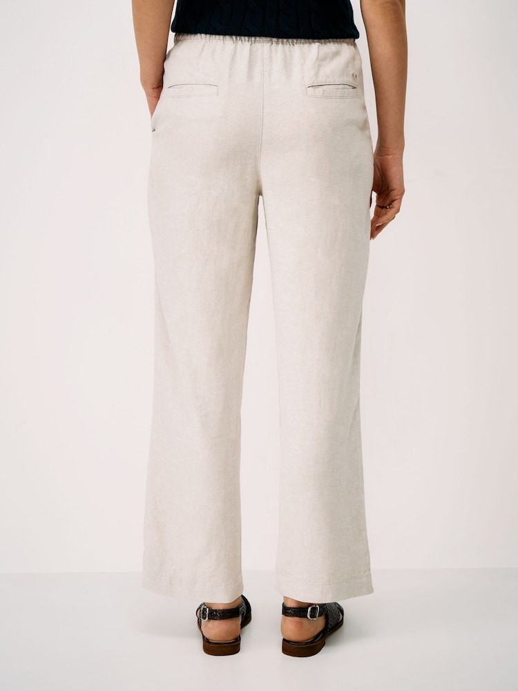 Crew Clothing Natural Tapered Leg Linen Blend Trousers - Image 2 of 5
