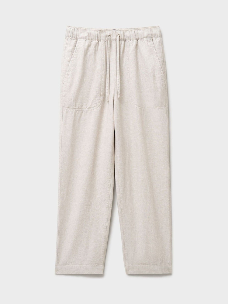 Crew Clothing Natural Tapered Leg Linen Blend Trousers - Image 5 of 5
