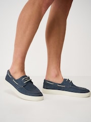 Crew Clothing Blue Washed Canvas Boat Shoes - Image 1 of 4