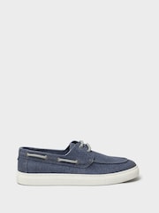 Crew Clothing Blue Washed Canvas Boat Shoes - Image 2 of 4