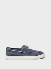 Crew Clothing Blue Washed Canvas Boat Shoes - Image 3 of 4