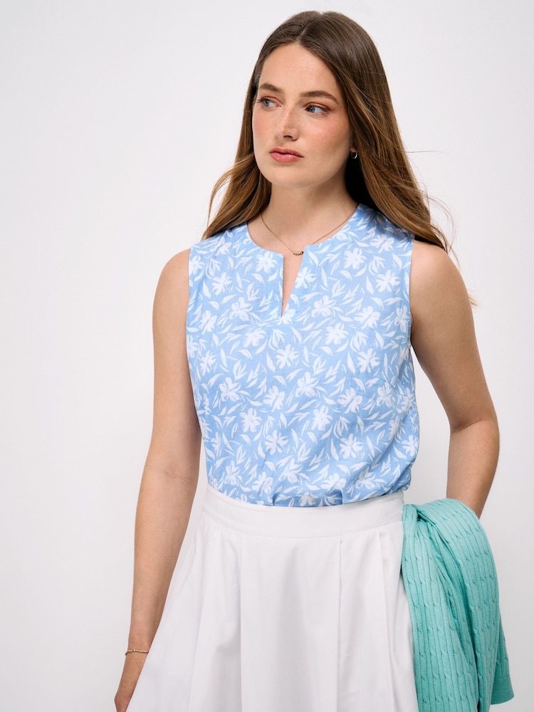 Crew Clothing Denim Blue Shelley Linen-Blend Shell Top - Image 1 of 5