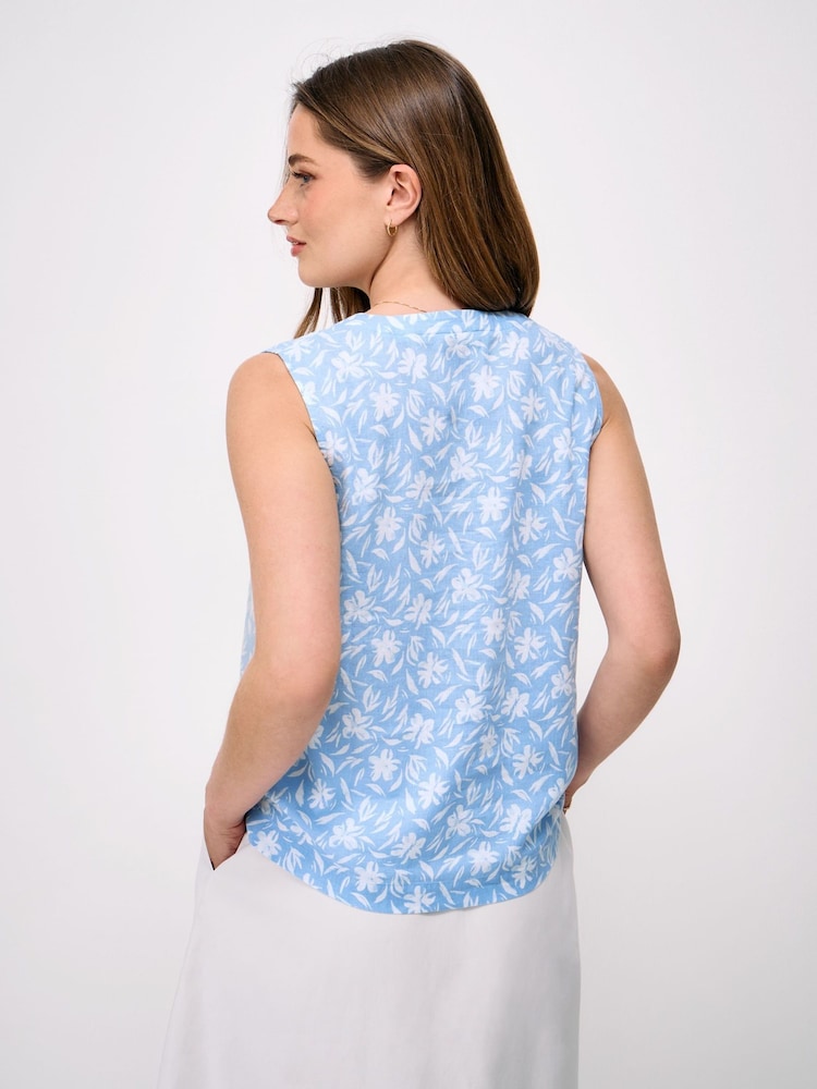 Crew Clothing Denim Blue Shelley Linen-Blend Shell Top - Image 2 of 5
