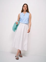 Crew Clothing Denim Blue Shelley Linen-Blend Shell Top - Image 3 of 5