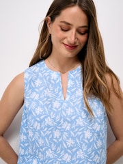 Crew Clothing Denim Blue Shelley Linen-Blend Shell Top - Image 4 of 5