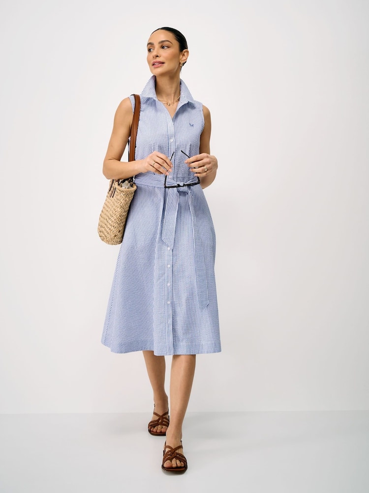 أزرق - Crew Clothing Dara Sleeveless Shirt Dress - Image 1 of 5 أزرق - Crew Clothing Dara Sleeveless Shirt Dress - Image 1 of 5