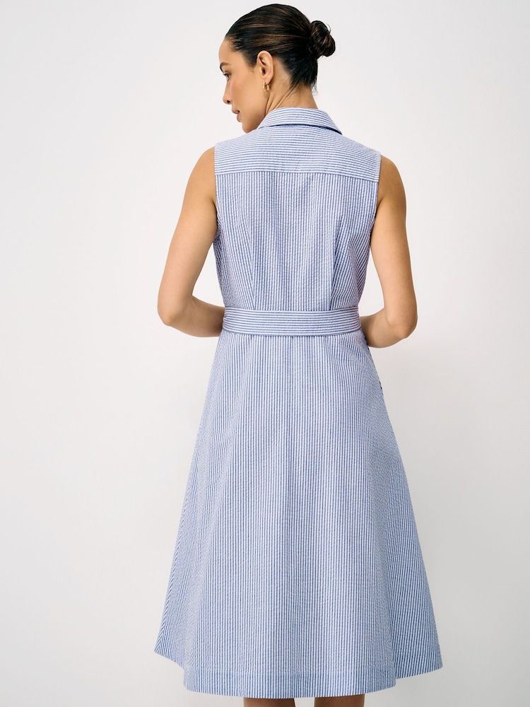 أزرق - Crew Clothing Dara Sleeveless Shirt Dress - Image 2 of 5 أزرق - Crew Clothing Dara Sleeveless Shirt Dress - Image 2 of 5