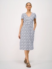 Crew Clothing Blue Myla Jersey Midi Dress - Image 1 of 5