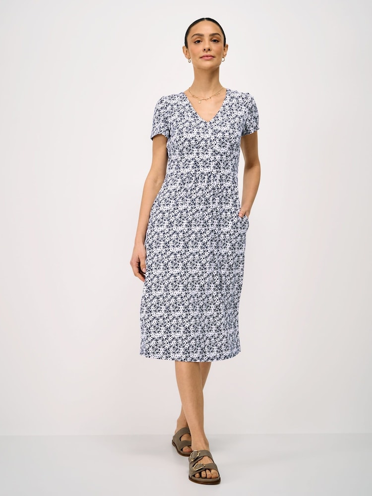 Crew Clothing Blue Myla Jersey Midi Dress - Image 1 of 5
