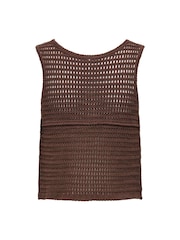 ONLY Brown Crochet Button Through Vest Top - Image 2 of 2