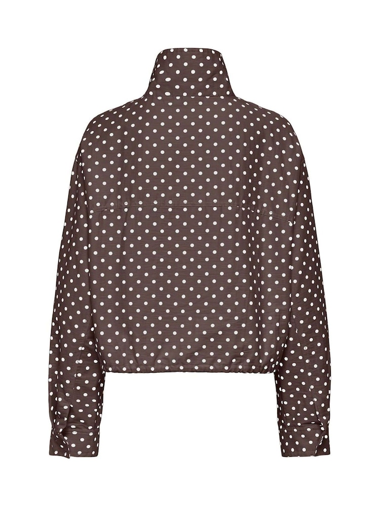 ONLY Brown Polka Dot Funnel Neck Jacket - Image 4 of 4