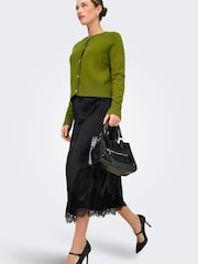 ONLY Satin Midi Skirt With Lace Hem - Afbeelding 2 van 6