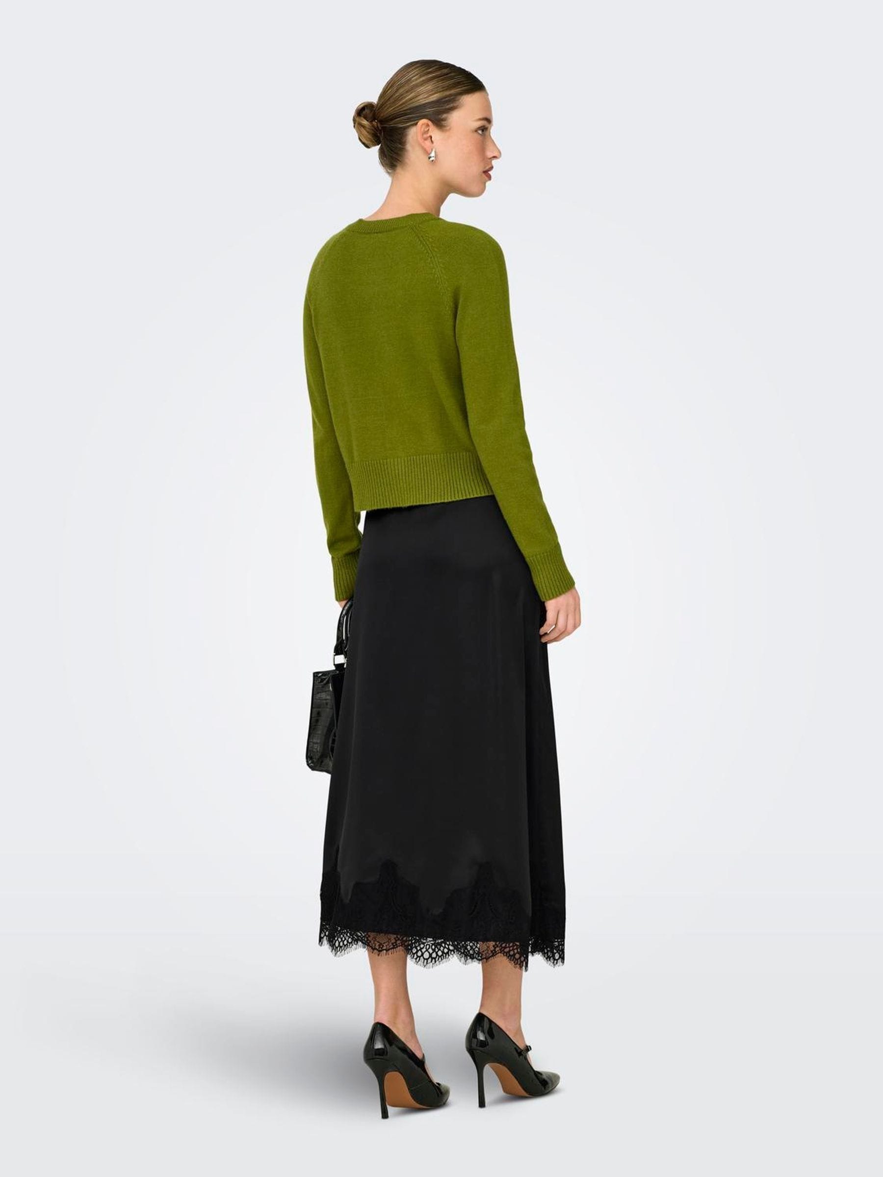 Buy ONLY Black Satin Midi Skirt With Lace Hem from Next USA