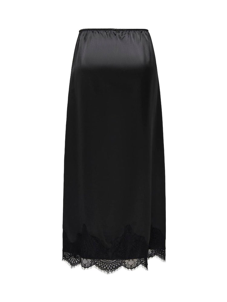 ONLY Satin Midi Skirt With Lace Hem - Afbeelding 6 van 6