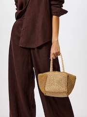 Whistles Natural Patchwork Straw Mini Bag - Image 1 of 4