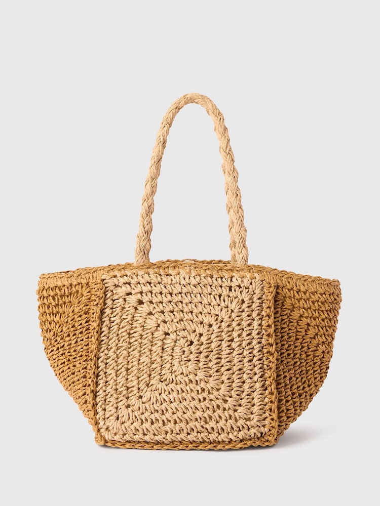 Whistles Natural Patchwork Straw Mini Bag - Image 2 of 4