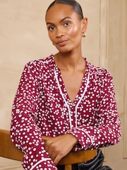 Love & Roses Spot Long Sleeve Button Through Blouse - Bilde 1 av 4