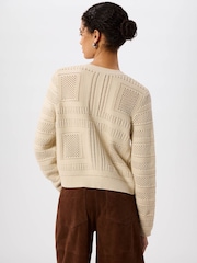 Whistles Cream Crochet Detail Cardigan - Image 4 of 5