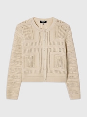 Whistles Cream Crochet Detail Cardigan - Image 5 of 5