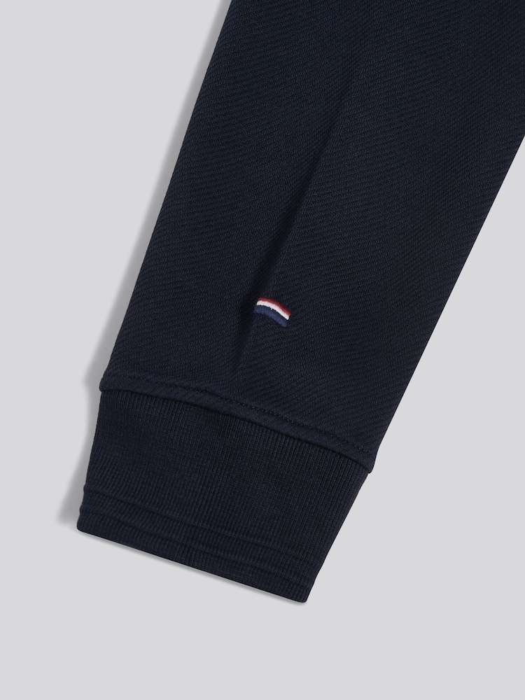 U.S. Polo Assn Navy Blue Twill Textured 1/4 Zip Funnel Sweatshirt - Image 4 of 4