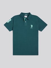 U.S. Polo Assn. Green Regular Fit Player 3 Pique Polo Shirt - Image 1 of 5