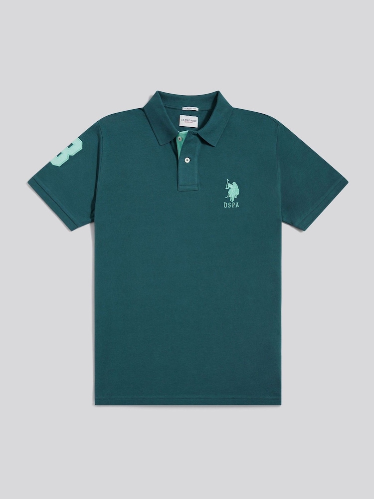 U.S. Polo Assn. Green Regular Fit Player 3 Pique Polo Shirt - Image 1 of 5