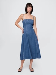 Gap Medium Wash Denim Midi Dress - Image 1 of 7