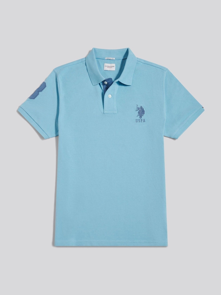 淡藍色 - U.S. Polo Assn. 常規剪裁 Player 3 凸紋 Polo 衫 - 圖片 1/5