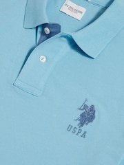 淡藍色 - U.S. Polo Assn. 常規剪裁 Player 3 凸紋 Polo 衫 - 圖片 3/5
