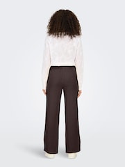 JDY Brown Cheesecloth Wide Leg Drawstring Trousers - Image 3 of 5
