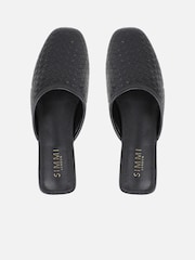 Simmi London Black Nichola Woven Embossed Mules - Image 3 of 4