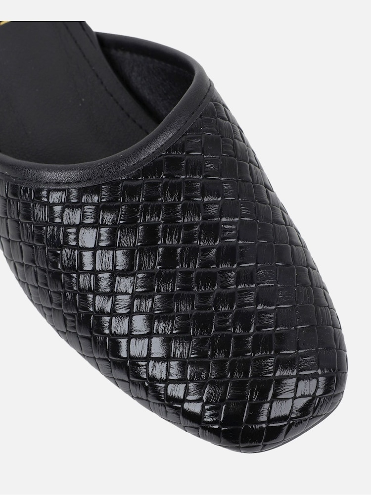 Simmi London Black Nichola Woven Embossed Mules - Image 4 of 4
