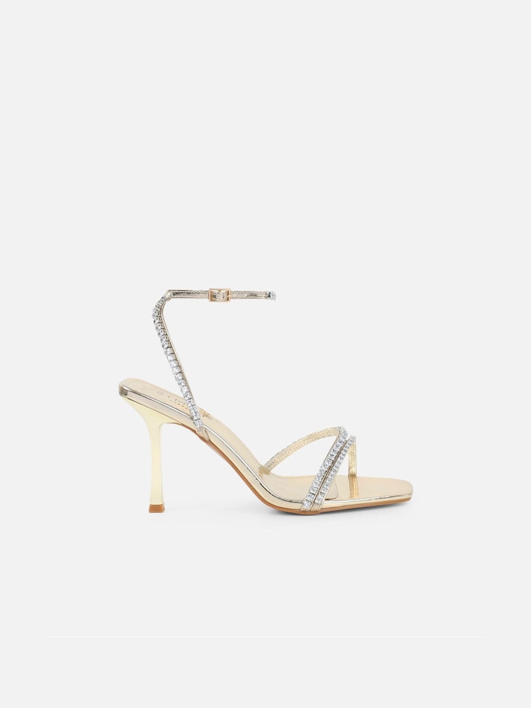 Simmi London Gold Zoya Diamante Heeled Sandals - Image 2 of 4 Simmi London Gold Zoya Diamante Heeled Sandals - Image 2 of 4