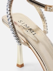 Simmi London Gold Zoya Diamante Heeled Sandals - Image 3 of 4