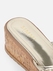 Simmi London Gold Marnie Cork Platform Mules - Image 3 of 4