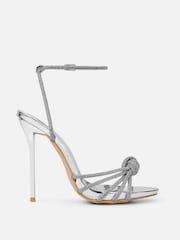 Simmi London Silver Sharon Diamante Knot Heeled Sandals - Image 3 of 4
