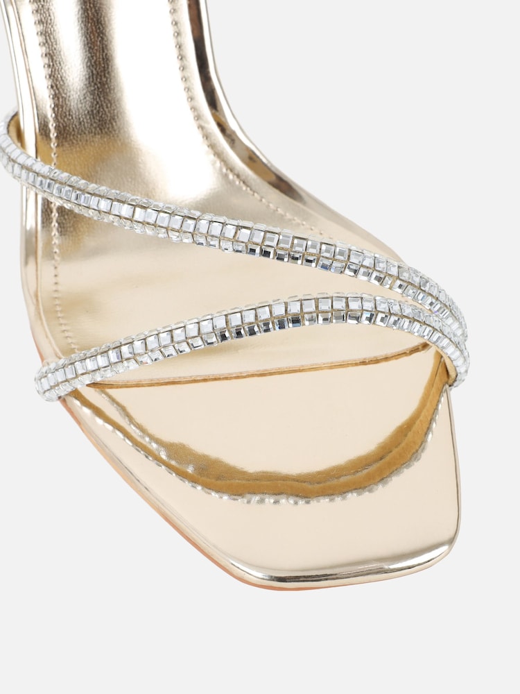 Simmi London Gold Rama Diamante Heeled Sandals - Image 4 of 4