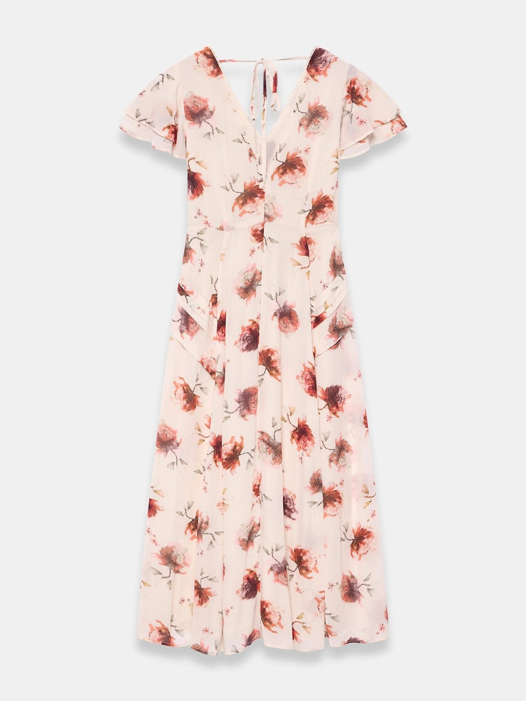 Mint Velvet Cream Floral Print Midi Dress - Image 2 of 2 Mint Velvet Cream Floral Print Midi Dress - Image 2 of 2