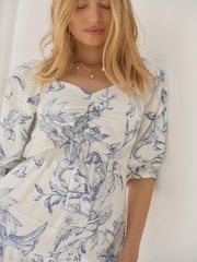 Mint Velvet Blue Floral Print Midi Dress - Image 6 of 8
