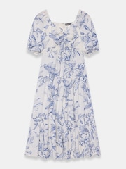 Mint Velvet Blue Floral Print Midi Dress - Image 7 of 8