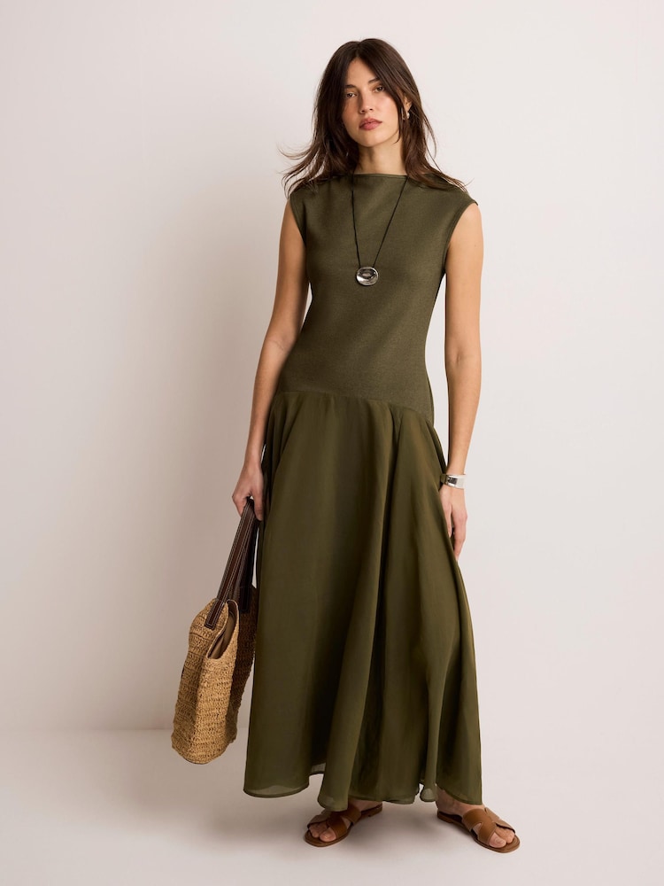 Mint Velvet Green Jersey Drop Waist Maxi Dress - Image 1 of 7