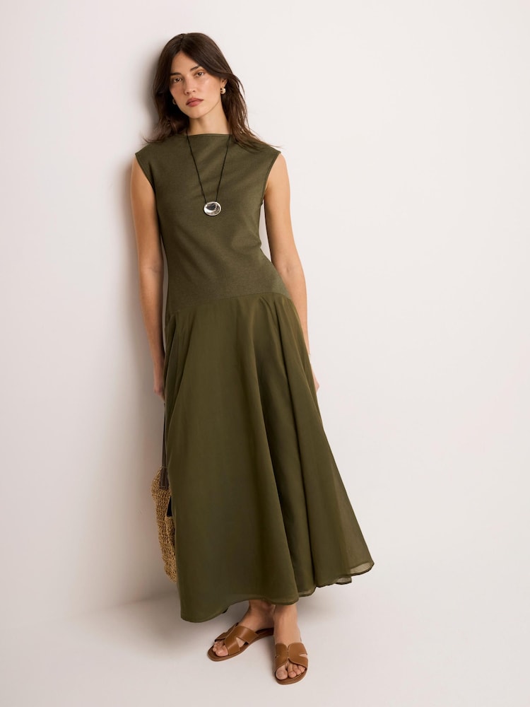 Mint Velvet Green Jersey Drop Waist Maxi Dress - Image 2 of 7