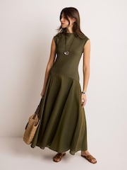 Mint Velvet Green Jersey Drop Waist Maxi Dress - Image 4 of 7