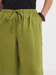 Simply Be Green Tie Hem Linen Trousers - Image 4 of 4