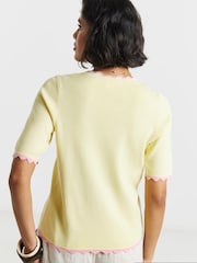 Amarillo - Simply Be Scallop Detail Short Sleeve Cardigan - Imagen 2 de 4